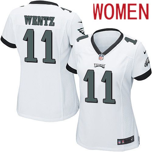 Women Philadelphia Eagles #11 Carson Wentz Nike White Game NFL Jersey